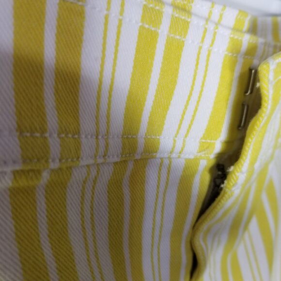 LOFT Skirt Women's Size 14 Striped Yellow White Pockets New - Picture 4 of 9